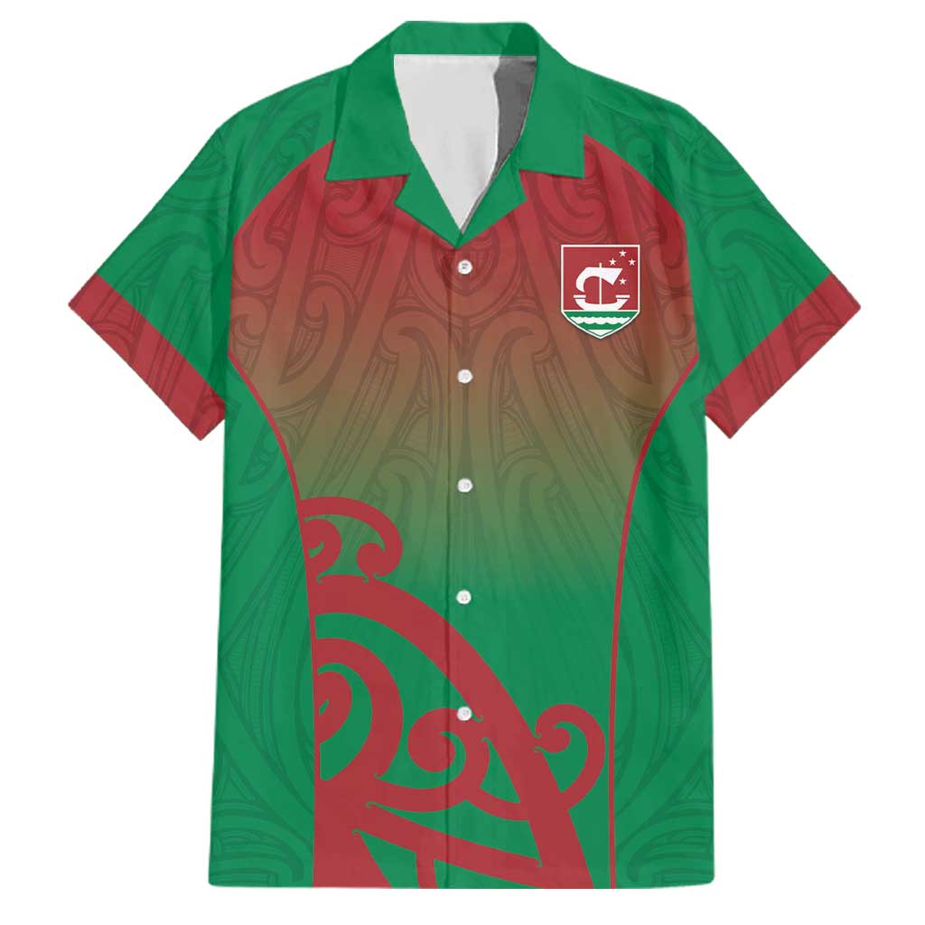 Custom Onehunga High School Family Matching Summer Maxi Dress and Hawaiian Shirt Maori Koru Pattern LT05 Dad's Shirt - Short Sleeve Green - Polynesian Pride