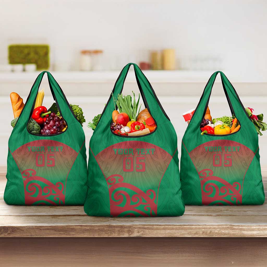 Custom Onehunga High School Grocery Bag Maori Koru Pattern LT05 3-pack One Size Green - Polynesian Pride