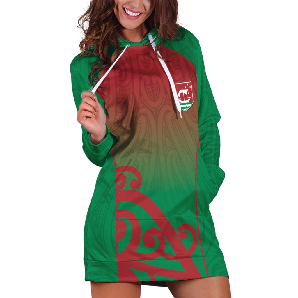 Custom Onehunga High School Hoodie Dress Maori Koru Pattern LT05 Green - Polynesian Pride