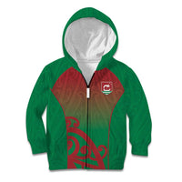 Custom Onehunga High School Kid Hoodie Maori Koru Pattern LT05 Zip Hoodie Green - Polynesian Pride