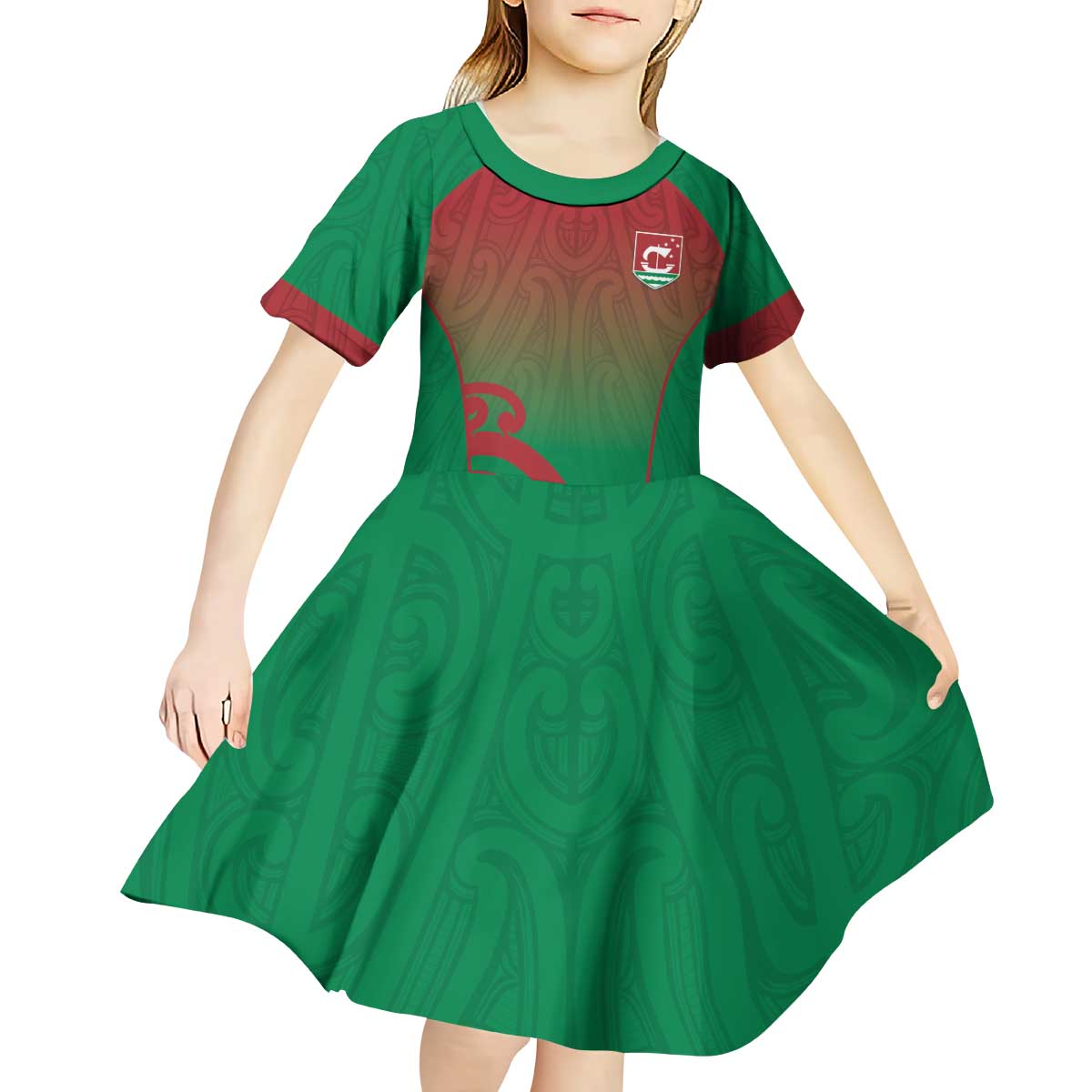 Custom Onehunga High School Kid Short Sleeve Dress Maori Koru Pattern LT05 - Polynesian Pride