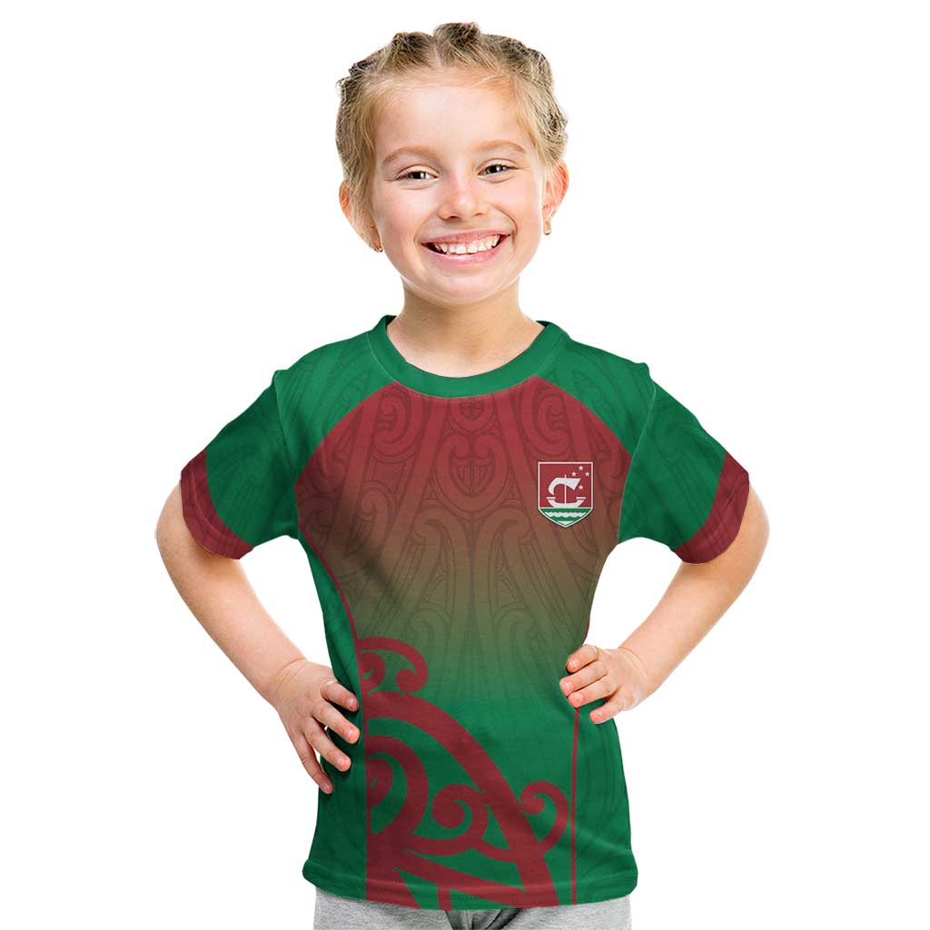 Custom Onehunga High School Kid T Shirt Maori Koru Pattern LT05 Green - Polynesian Pride