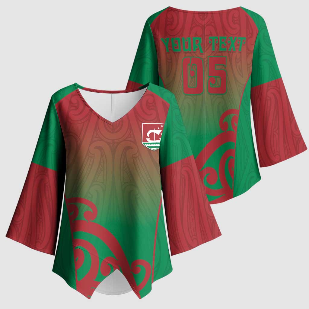 Custom Onehunga High School Kimono Sleeve Blouse Maori Koru Pattern LT05 - Polynesian Pride