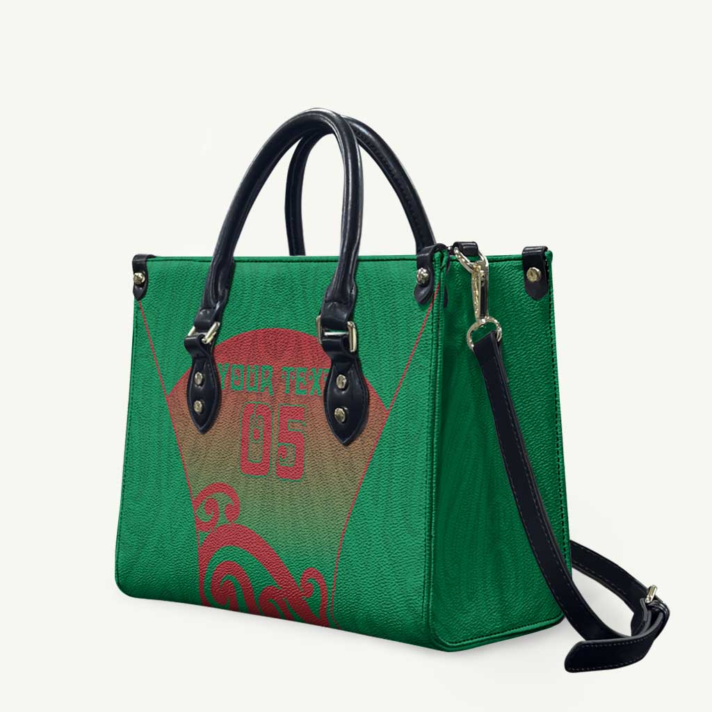Custom Onehunga High School Leather Bag Maori Koru Pattern LT05 Green - Polynesian Pride