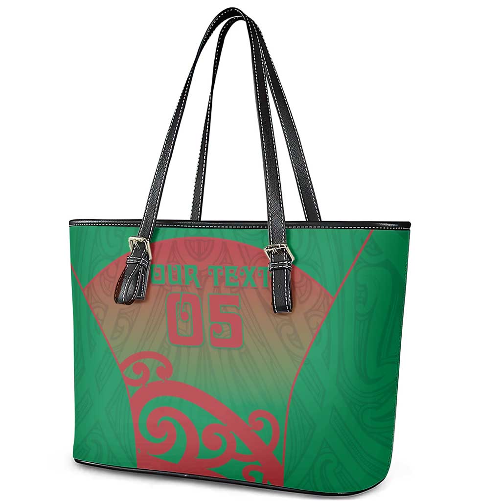 Custom Onehunga High School Leather Tote Bag Maori Koru Pattern LT05 - Polynesian Pride