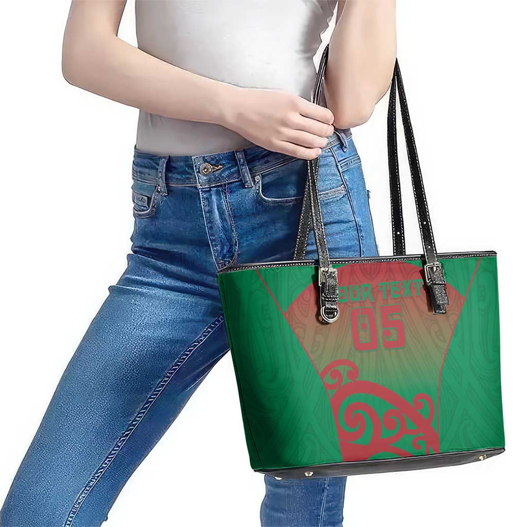 Custom Onehunga High School Leather Tote Bag Maori Koru Pattern LT05 - Polynesian Pride