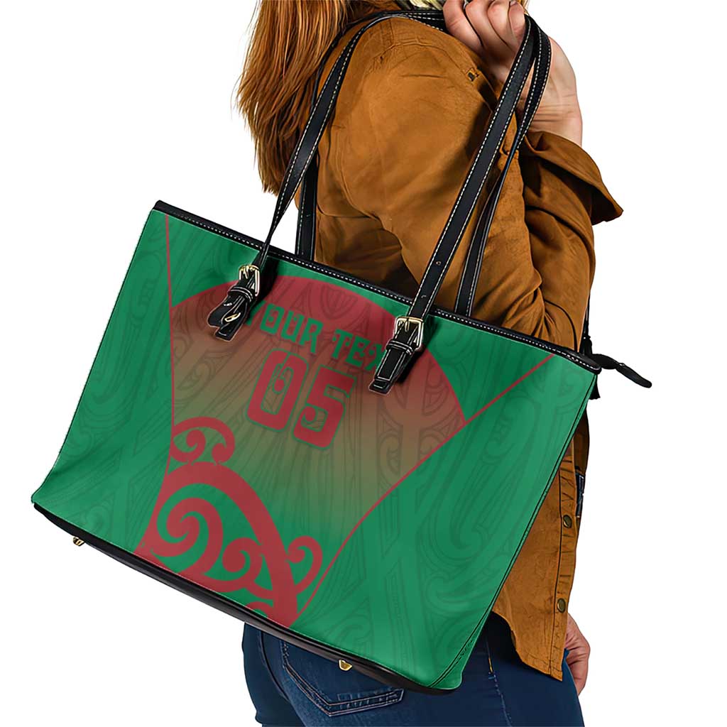 Custom Onehunga High School Leather Tote Bag Maori Koru Pattern LT05 - Polynesian Pride
