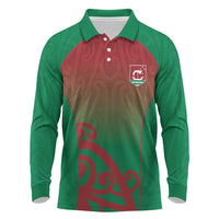 Custom Onehunga High School Long Sleeve Polo Shirt Maori Koru Pattern LT05 Green - Polynesian Pride