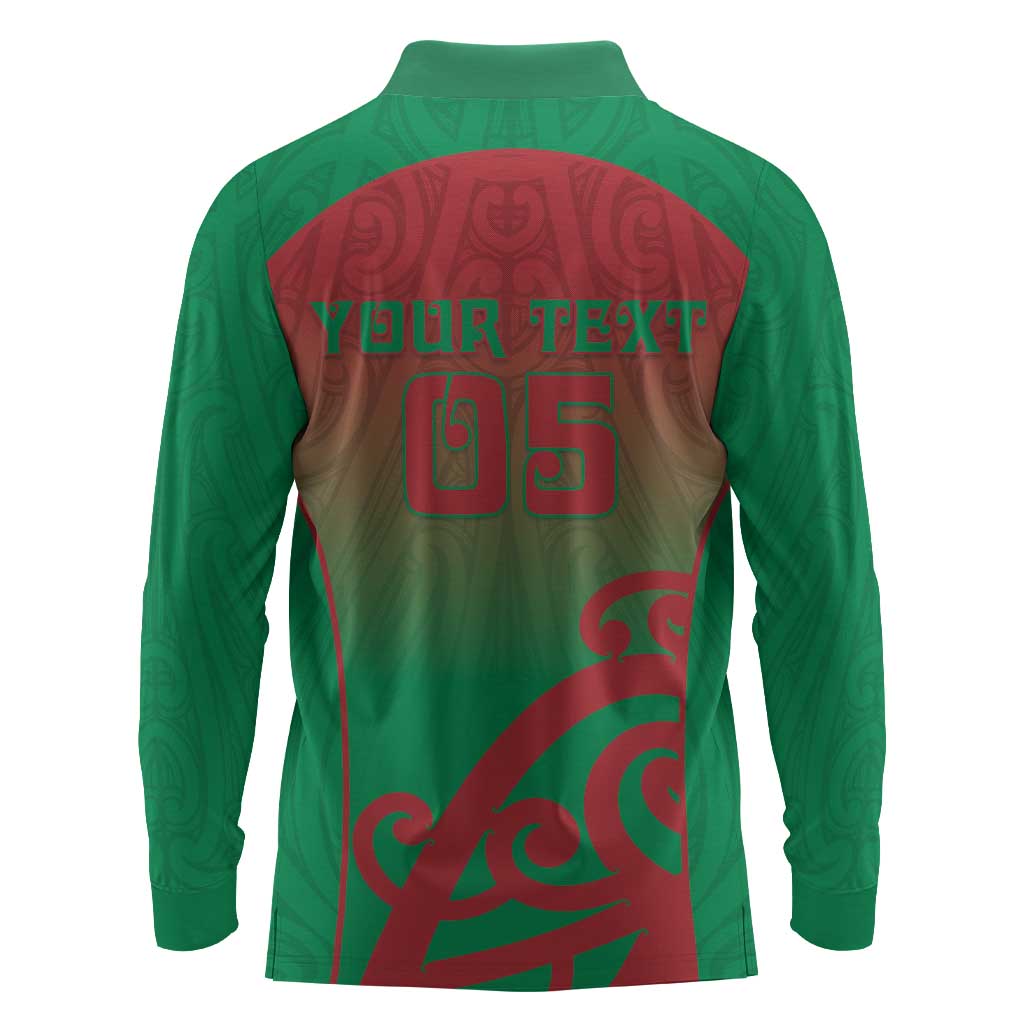 Custom Onehunga High School Long Sleeve Polo Shirt Maori Koru Pattern LT05 - Polynesian Pride