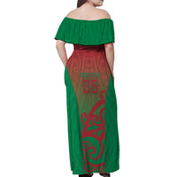 Custom Onehunga High School Off Shoulder Maxi Dress Maori Koru Pattern LT05 - Polynesian Pride