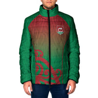 Custom Onehunga High School Padded Jacket Maori Koru Pattern LT05 Men Green - Polynesian Pride