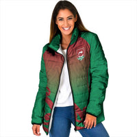 Custom Onehunga High School Padded Jacket Maori Koru Pattern LT05 Women Green - Polynesian Pride