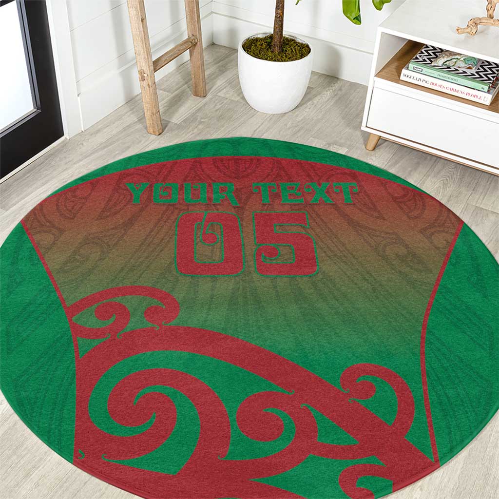 Custom Onehunga High School Round Carpet Maori Koru Pattern LT05 Green - Polynesian Pride