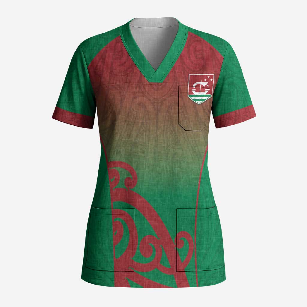 Custom Onehunga High School Scrub Top Maori Koru Pattern LT05 Adult Green - Polynesian Pride