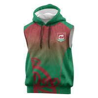 Custom Onehunga High School Sleeveless Hoodie Maori Koru Pattern LT05 Green - Polynesian Pride