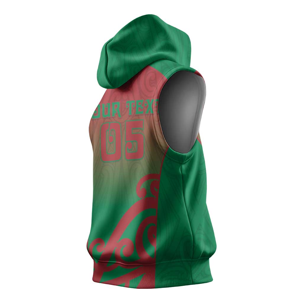 Custom Onehunga High School Sleeveless Hoodie Maori Koru Pattern LT05 - Polynesian Pride