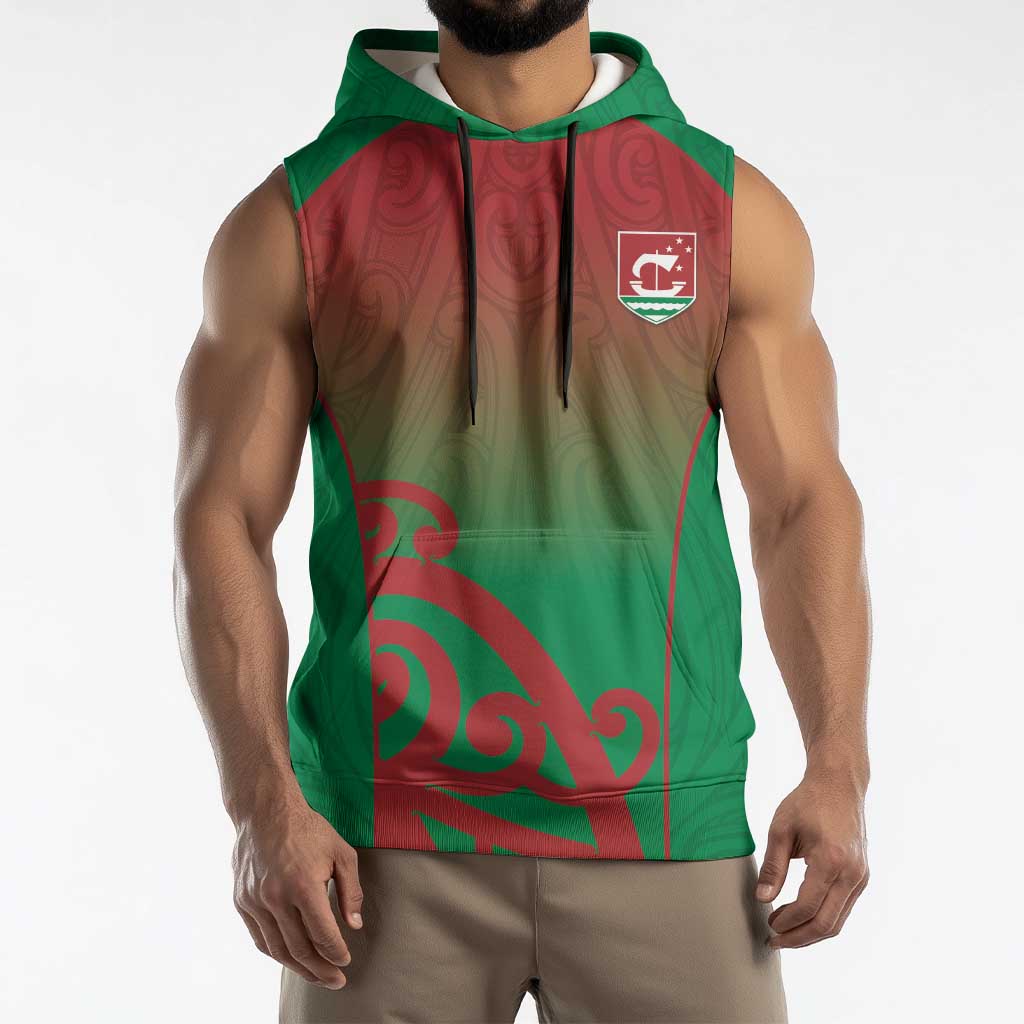 Custom Onehunga High School Sleeveless Hoodie Maori Koru Pattern LT05 - Polynesian Pride