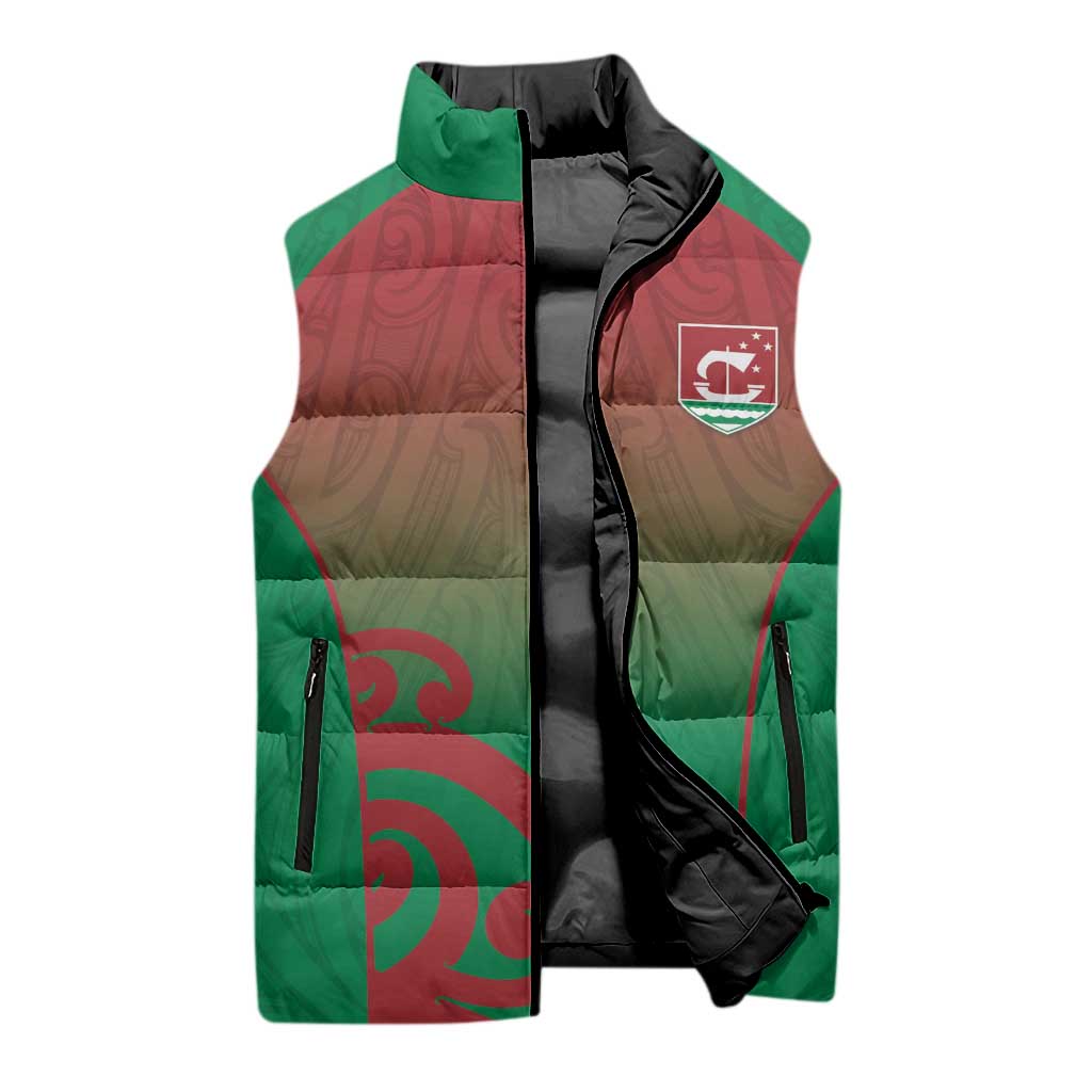Custom Onehunga High School Sleeveless Puffer Jacket Maori Koru Pattern LT05 - Polynesian Pride