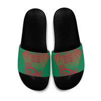 Custom Onehunga High School Slide Sandals Maori Koru Pattern LT05 Green - Polynesian Pride