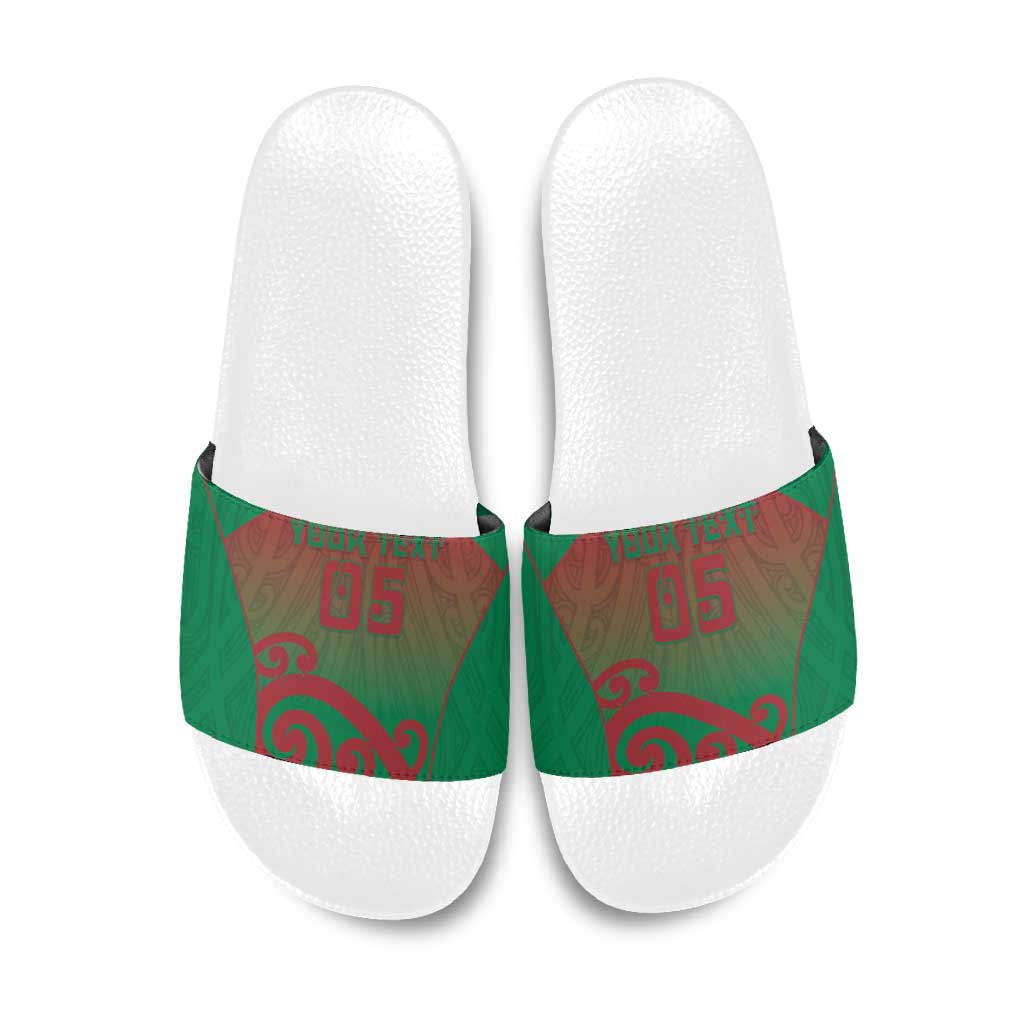 Custom Onehunga High School Slide Sandals Maori Koru Pattern LT05 Green - Polynesian Pride