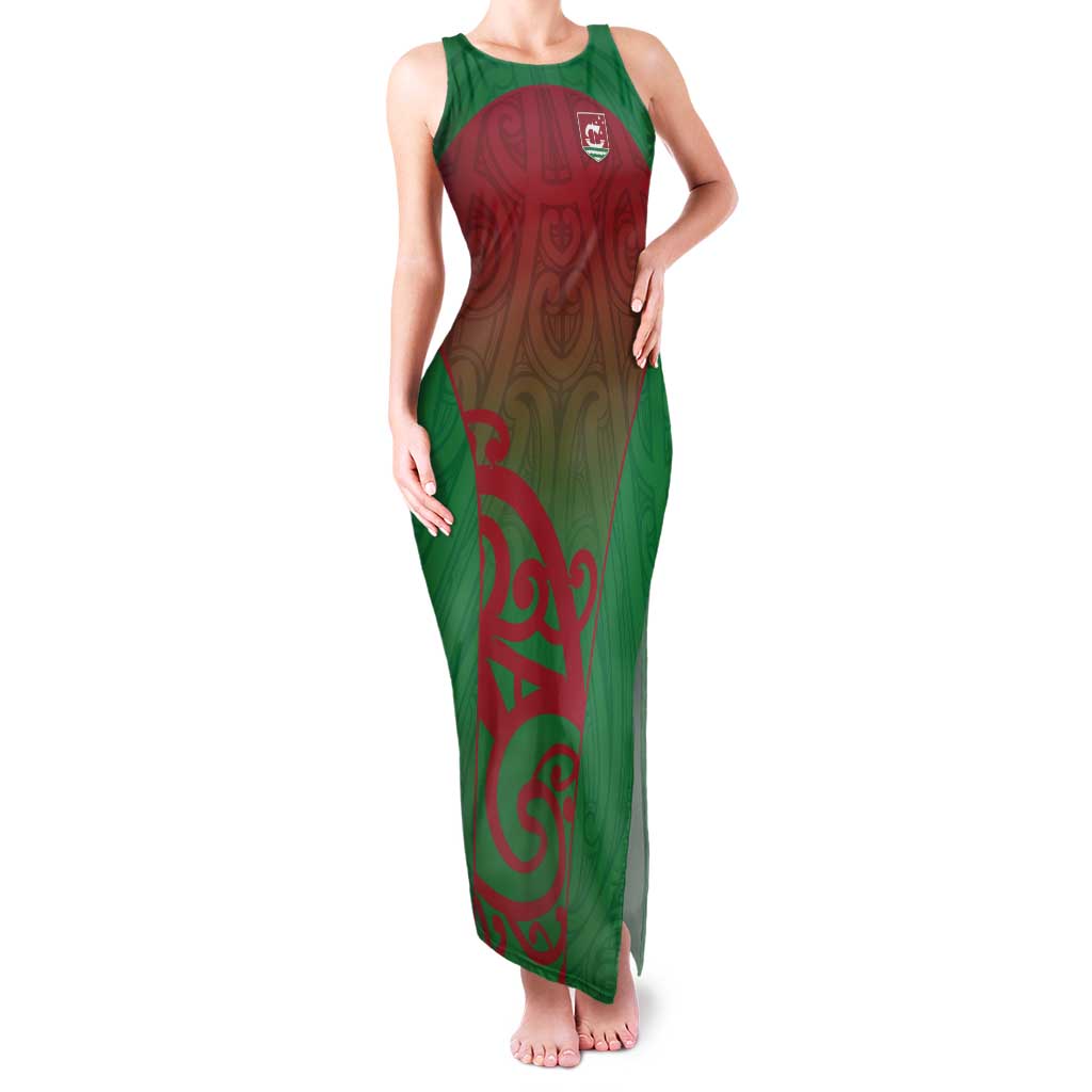 Custom Onehunga High School Tank Maxi Dress Maori Koru Pattern LT05 Women Green - Polynesian Pride