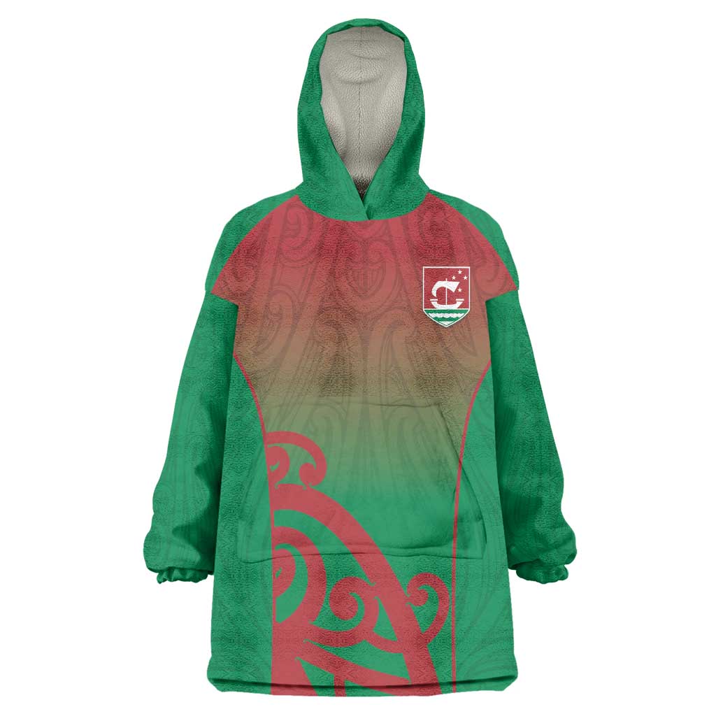 Custom Onehunga High School Wearable Blanket Hoodie Maori Koru Pattern LT05 One Size Green - Polynesian Pride