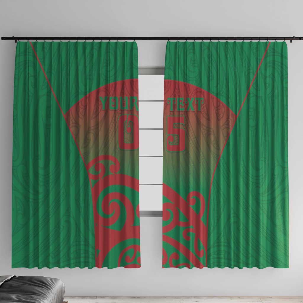 Custom Onehunga High School Window Curtain Maori Koru Pattern LT05 With Hooks Green - Polynesian Pride