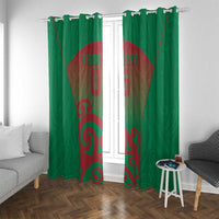 Custom Onehunga High School Window Curtain Maori Koru Pattern LT05 With Grommets Green - Polynesian Pride