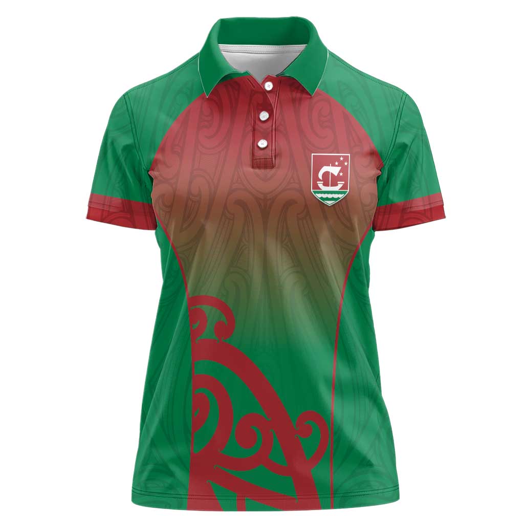 Custom Onehunga High School Women Polo Shirt Maori Koru Pattern LT05 Female Green - Polynesian Pride