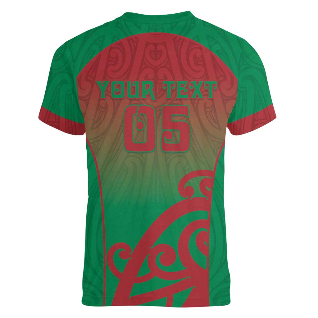 Custom Onehunga High School Women V-Neck T-Shirt Maori Koru Pattern LT05 - Polynesian Pride