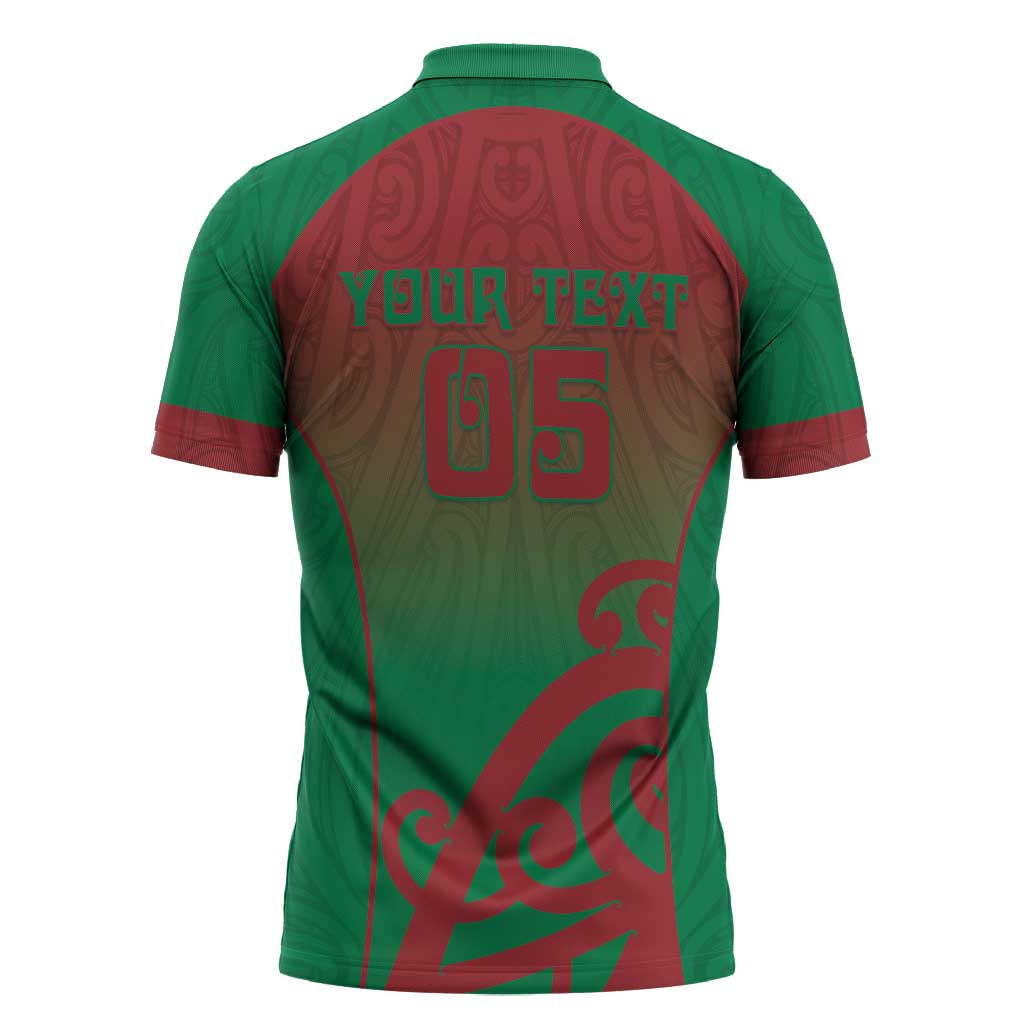 Custom Onehunga High School Zipper Polo Shirt Maori Koru Pattern LT05 - Polynesian Pride