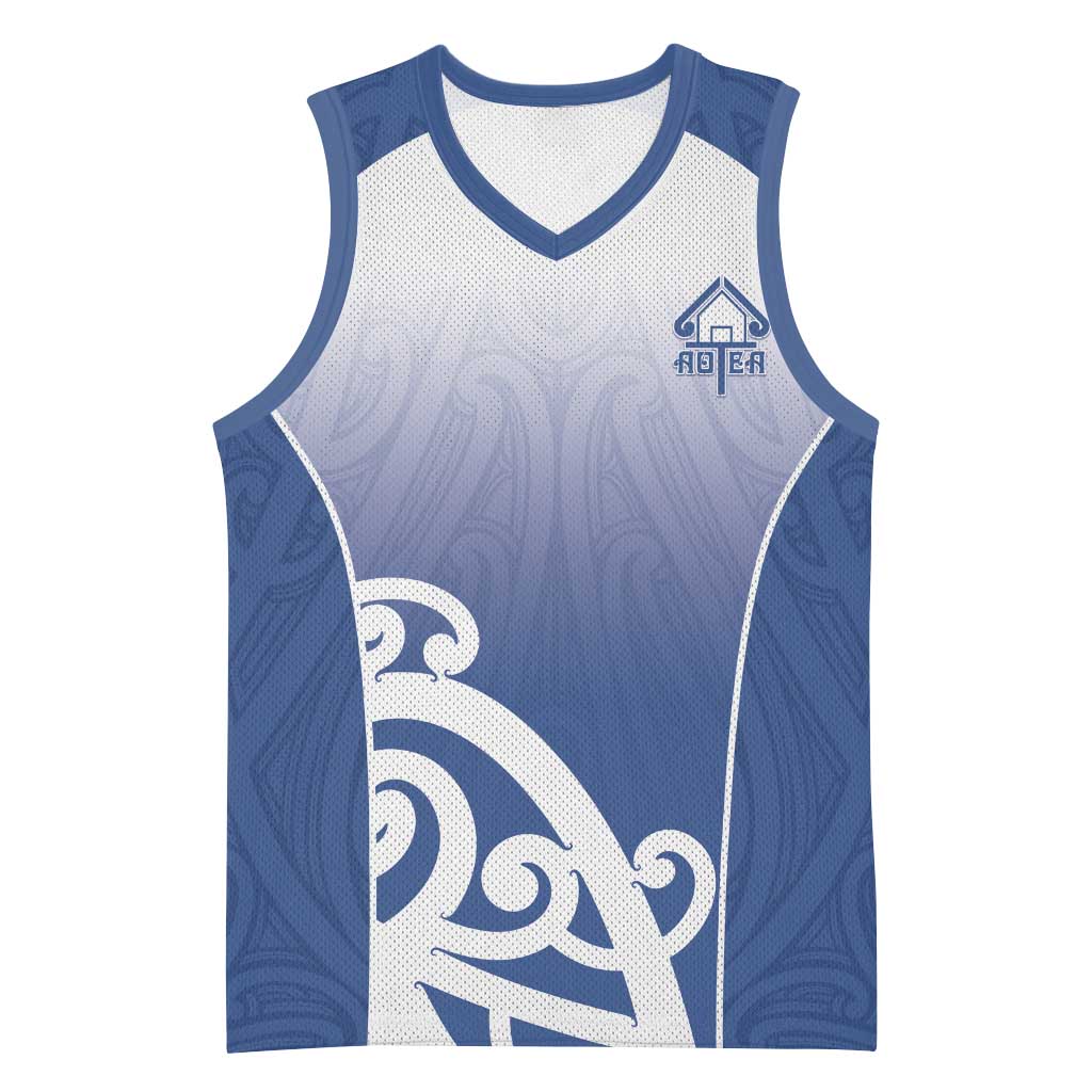 Custom New Zealand Aotea College Basketball Jersey Maori Koru Pattern LT05 Unisex Blue - Polynesian Pride