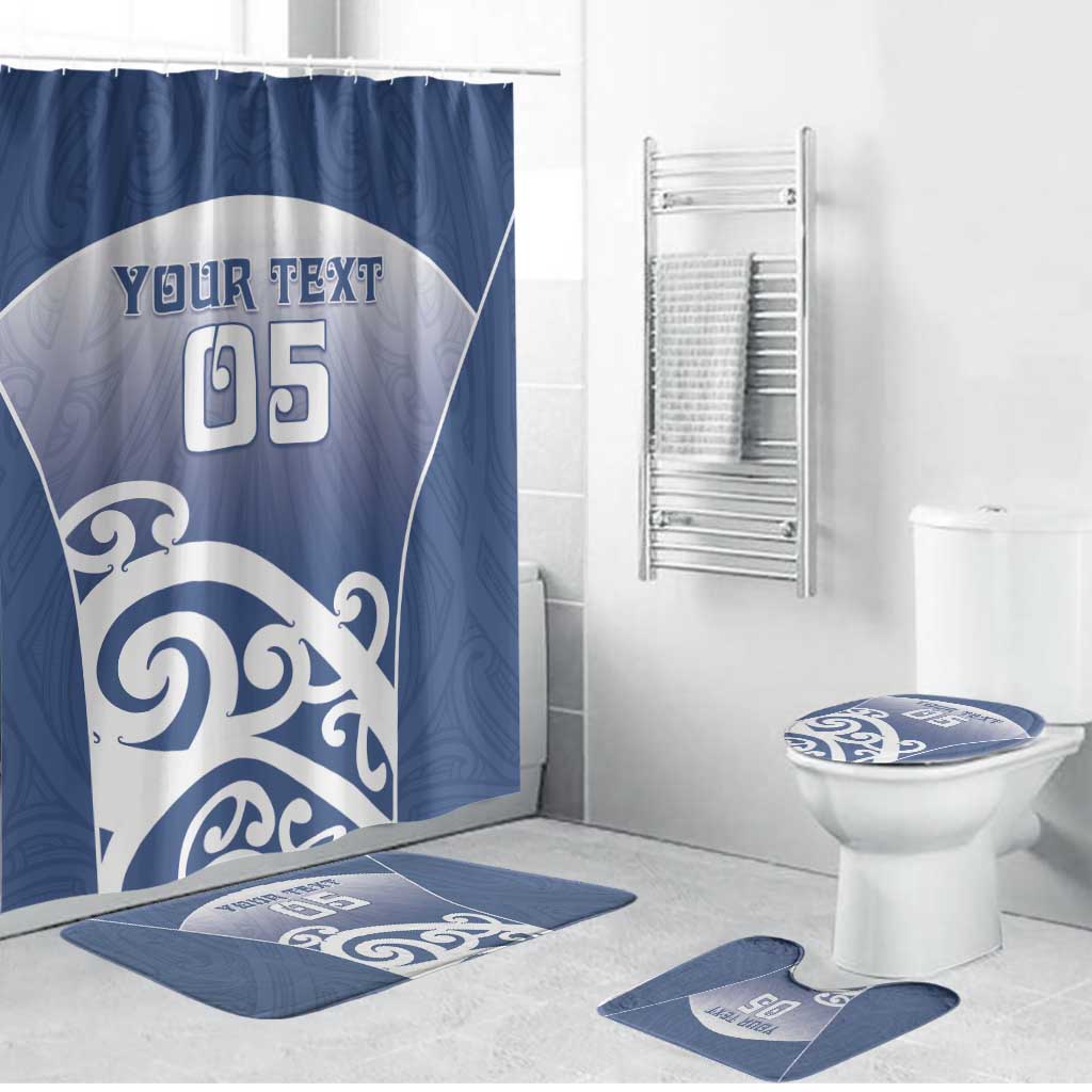 Custom New Zealand Aotea College Bathroom Set Maori Koru Pattern LT05 Bathroom Set (4 pcs) Blue - Polynesian Pride