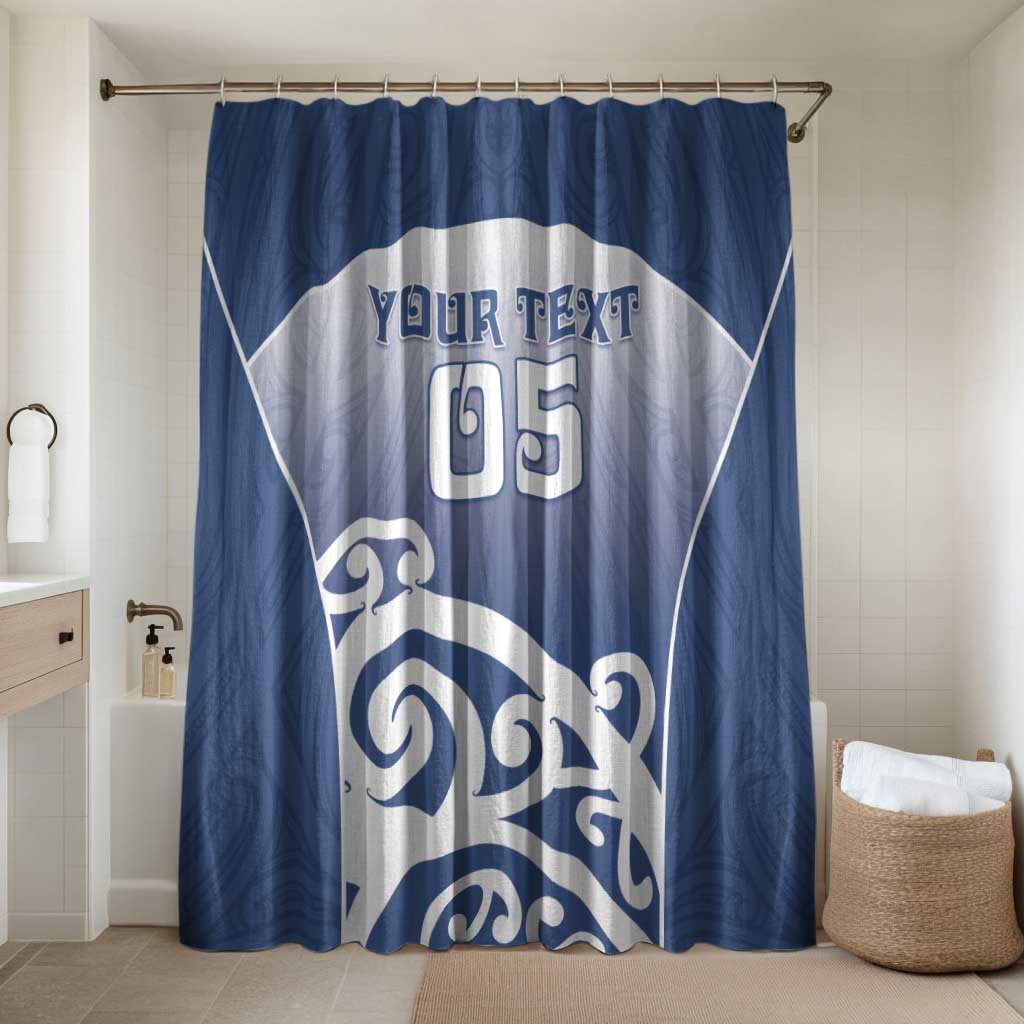 Custom New Zealand Aotea College Bathroom Set Maori Koru Pattern LT05 Shower Curtain Only Blue - Polynesian Pride