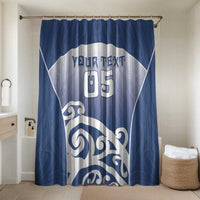 Custom New Zealand Aotea College Bathroom Set Maori Koru Pattern LT05 Shower Curtain Only Blue - Polynesian Pride