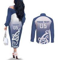 Custom New Zealand Aotea College Couples Matching Off The Shoulder Long Sleeve Dress and Long Sleeve Button Shirt Maori Koru Pattern