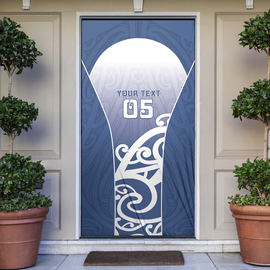 Custom New Zealand Aotea College Door Cover Maori Koru Pattern LT05 Blue - Polynesian Pride