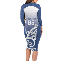 Custom New Zealand Aotea College Family Matching Long Sleeve Bodycon Dress and Hawaiian Shirt Maori Koru Pattern