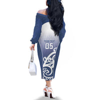 Custom New Zealand Aotea College Family Matching Off The Shoulder Long Sleeve Dress and Hawaiian Shirt Maori Koru Pattern