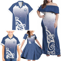 Custom New Zealand Aotea College Family Matching Off Shoulder Maxi Dress and Hawaiian Shirt Maori Koru Pattern