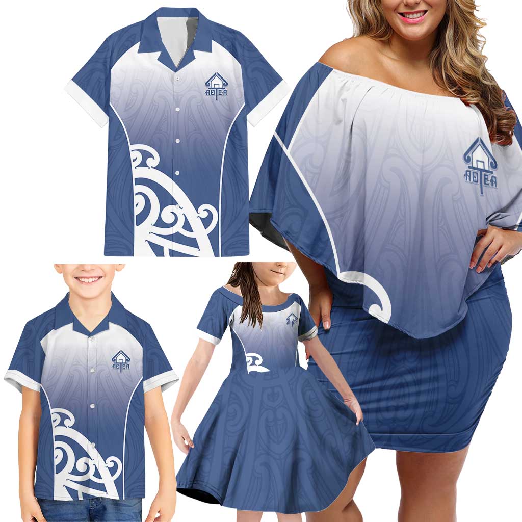 Custom New Zealand Aotea College Family Matching Off Shoulder Short Dress and Hawaiian Shirt Maori Koru Pattern LT05 - Polynesian Pride