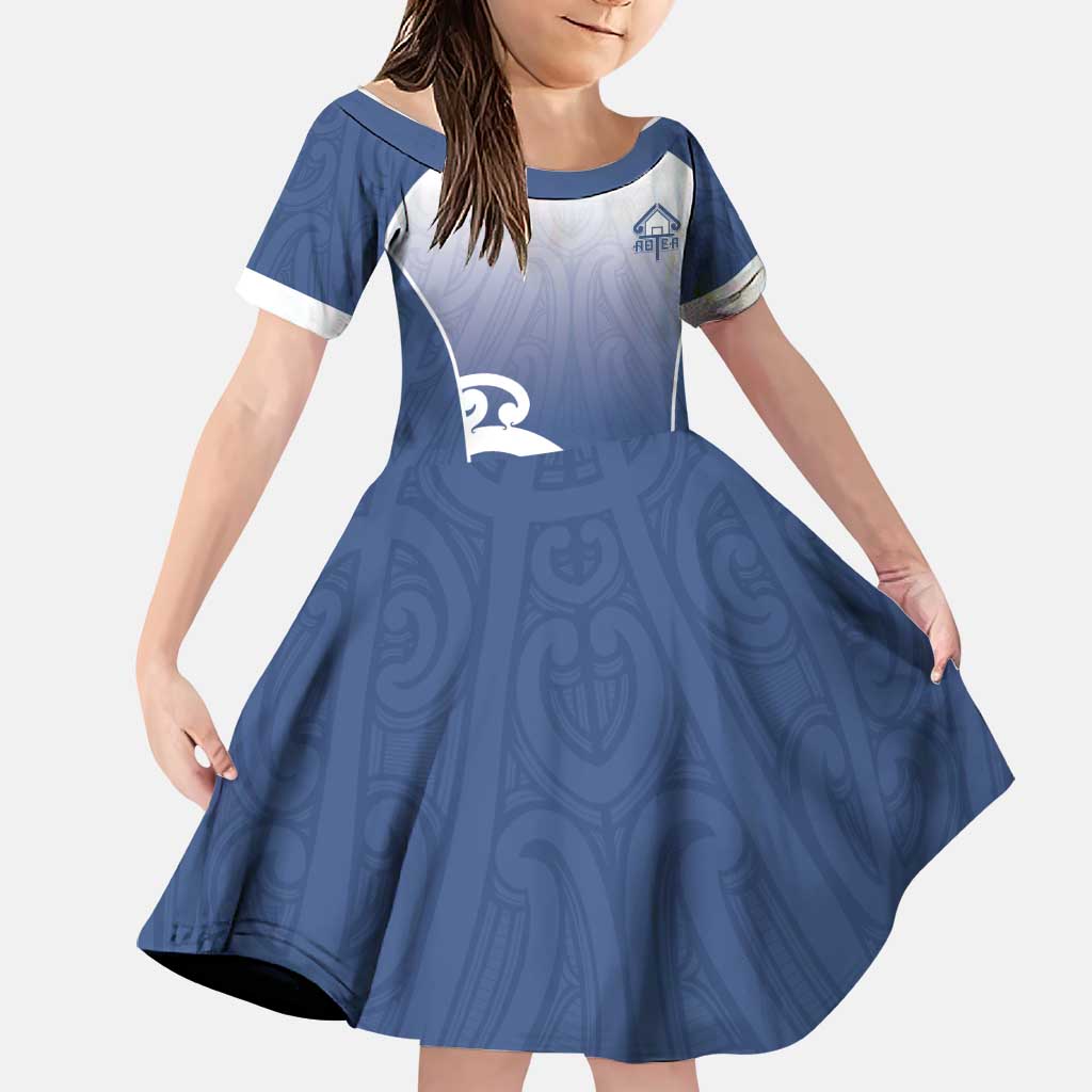 Custom New Zealand Aotea College Family Matching Short Sleeve Bodycon Dress and Hawaiian Shirt Maori Koru Pattern