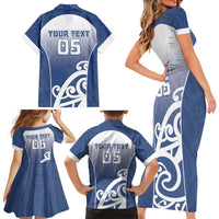 Custom New Zealand Aotea College Family Matching Short Sleeve Bodycon Dress and Hawaiian Shirt Maori Koru Pattern