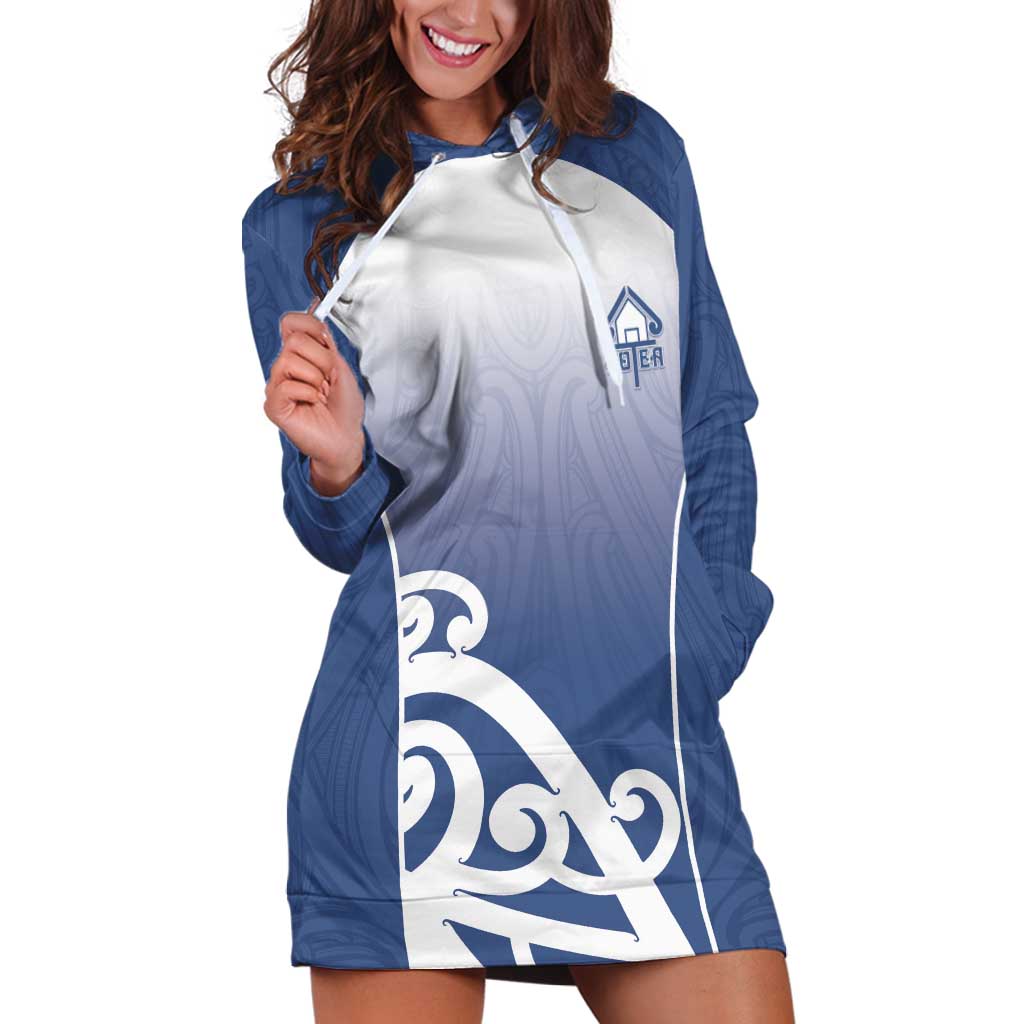 Custom New Zealand Aotea College Hoodie Dress Maori Koru Pattern LT05 Blue - Polynesian Pride