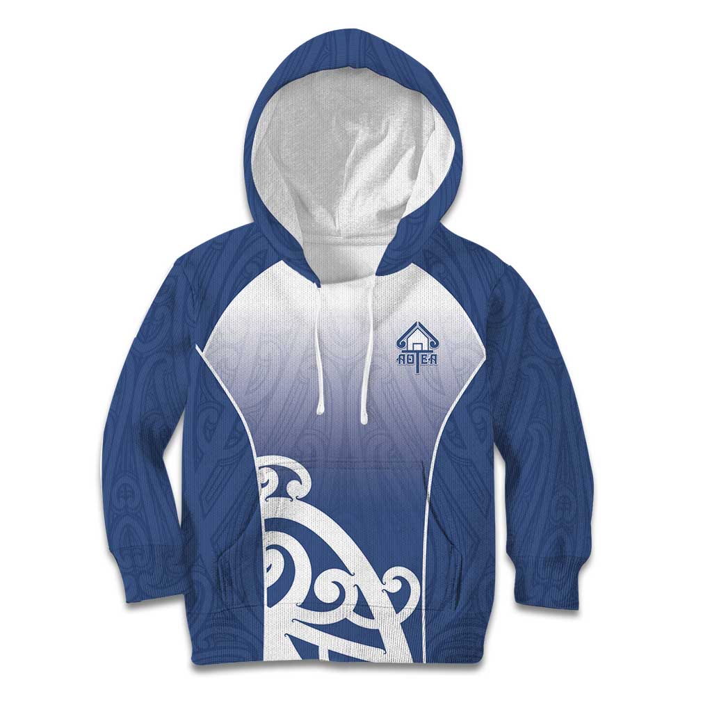 Custom New Zealand Aotea College Kid Hoodie Maori Koru Pattern LT05 Hoodie Blue - Polynesian Pride