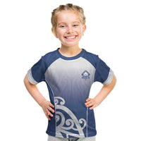 Custom New Zealand Aotea College Kid T Shirt Maori Koru Pattern LT05 Blue - Polynesian Pride