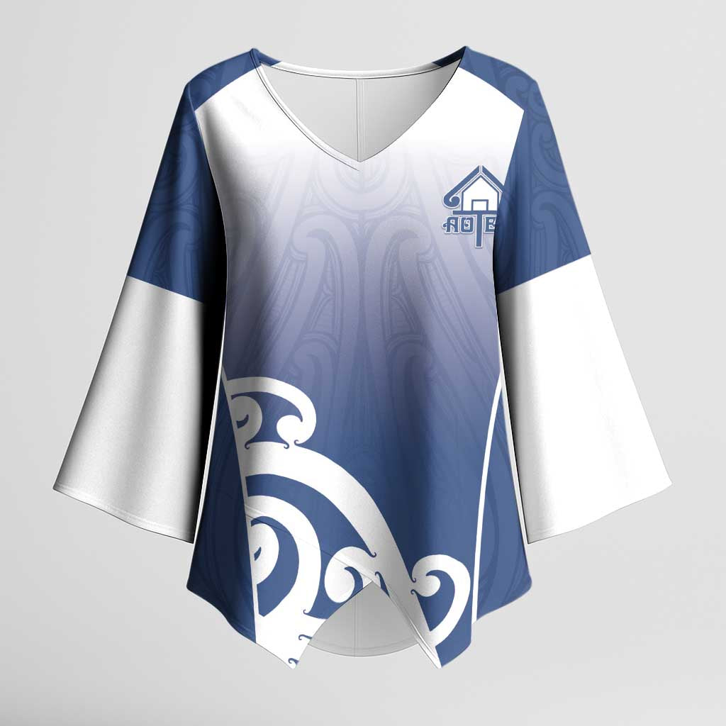 Custom New Zealand Aotea College Kimono Sleeve Blouse Maori Koru Pattern LT05 Female Blue - Polynesian Pride