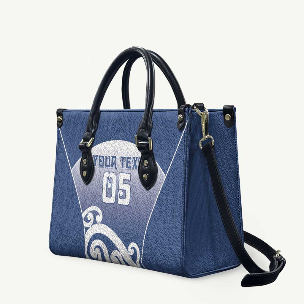 Custom New Zealand Aotea College Leather Bag Maori Koru Pattern LT05 Blue - Polynesian Pride