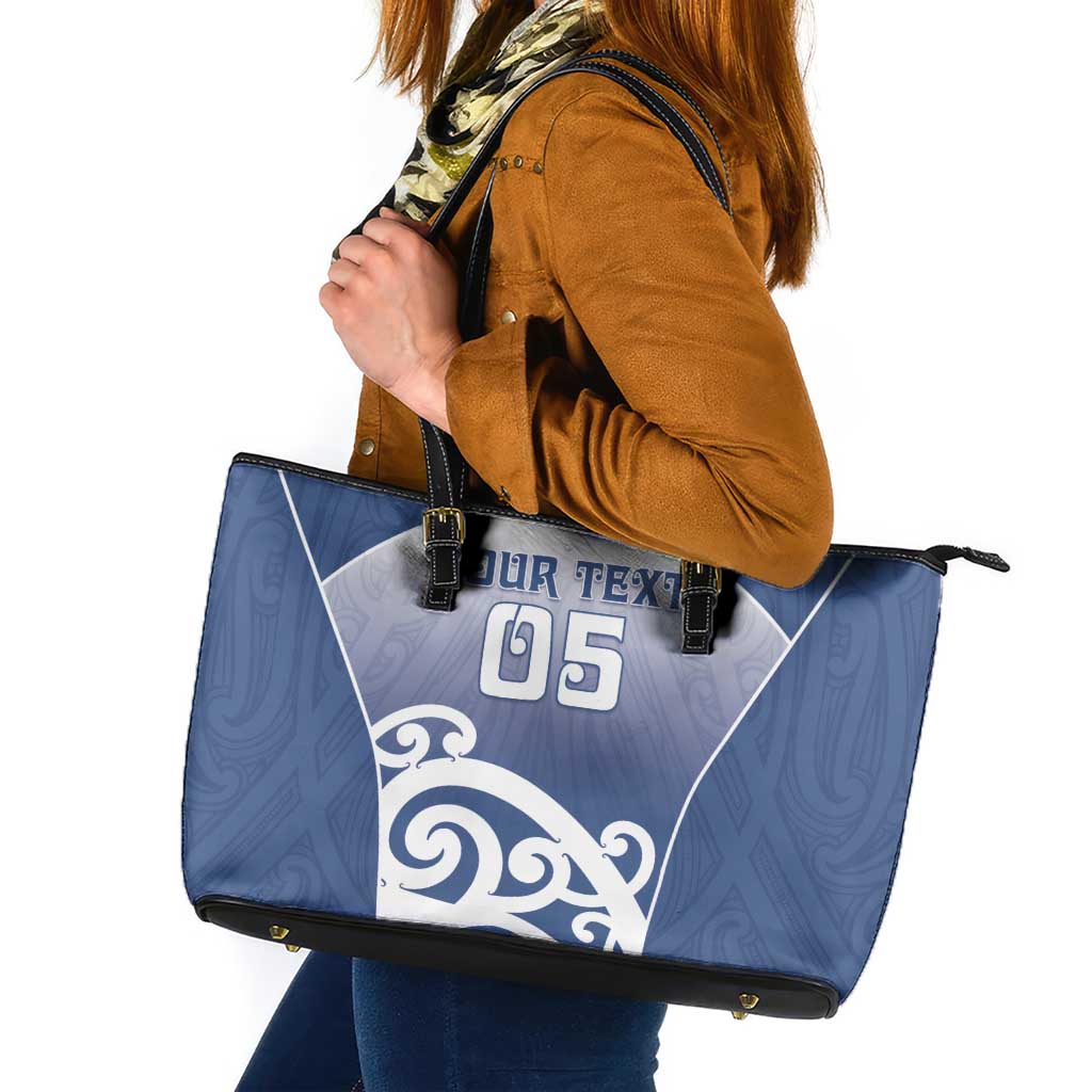 Custom New Zealand Aotea College Leather Tote Bag Maori Koru Pattern
