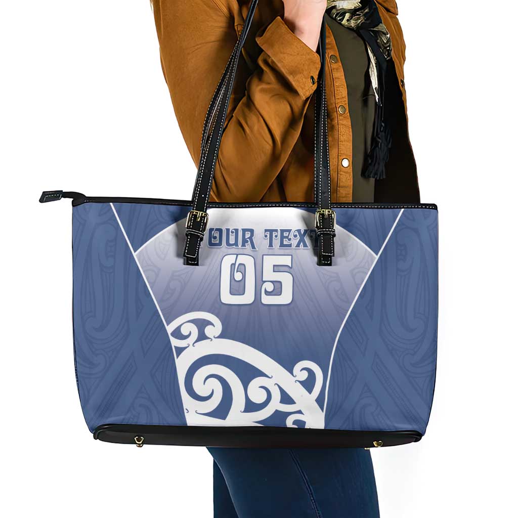 Custom New Zealand Aotea College Leather Tote Bag Maori Koru Pattern